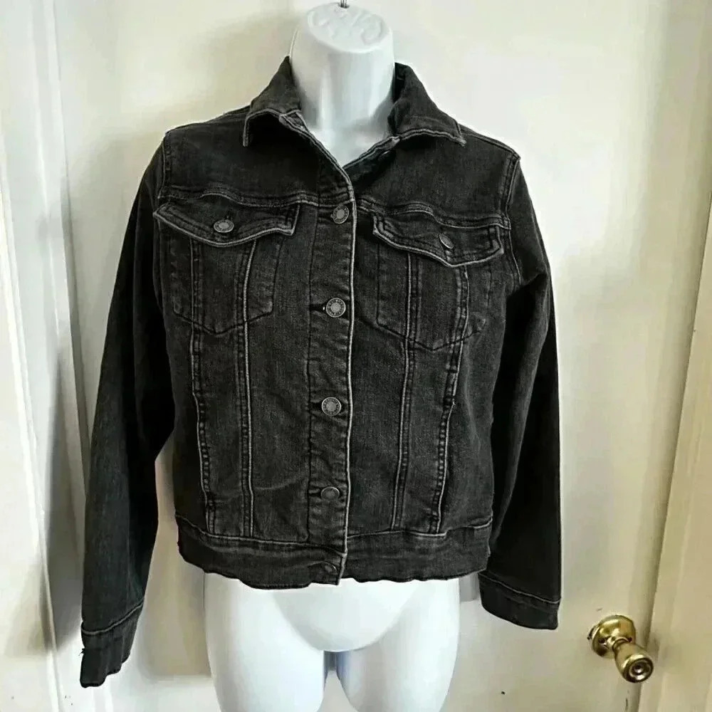Judy Blue the classic denim jacket black/gray women’s size small